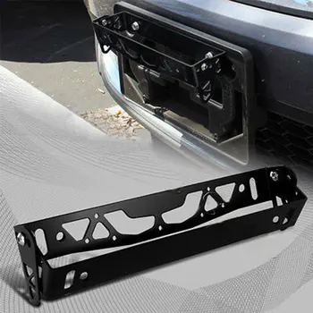 

Universal Black Adjustable License Plate Relocation Adapter Bracket Black Brushed Aluminum Front Adjustable JDM Tilt