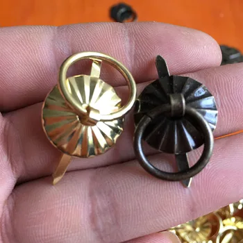 

100pcs 2019 Hot Sale 19mm Vintage Metal Tin Box Decorated Handle Mini Drawer Door Ring Pulls 0.74" Iron Jewelry Storage Wooden