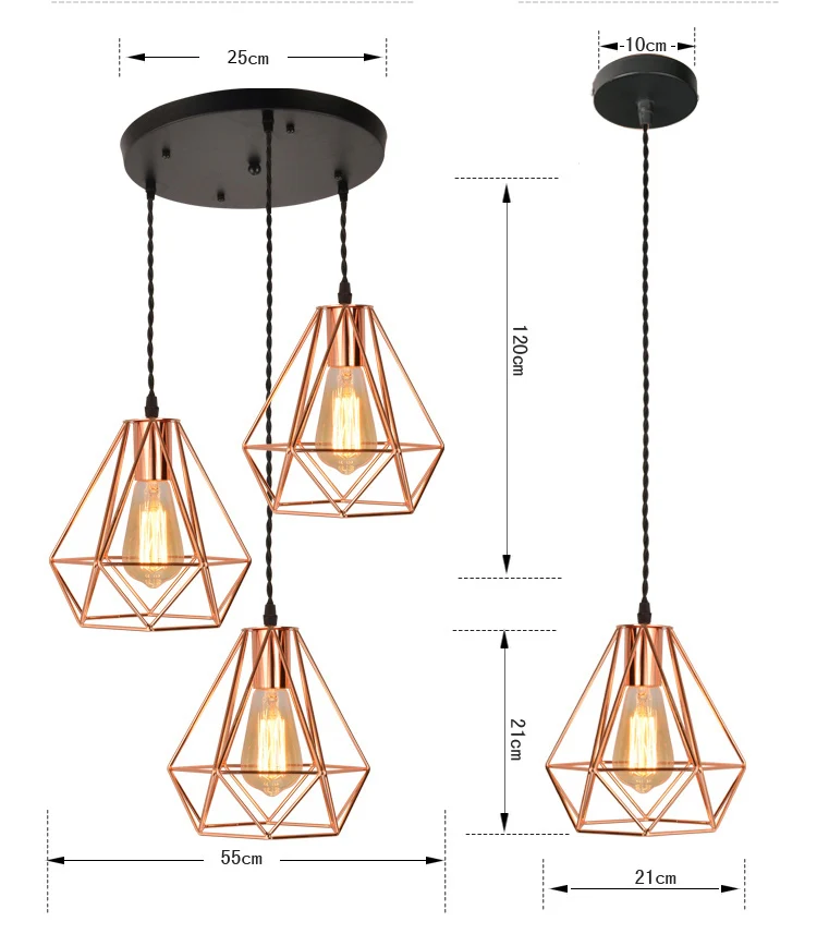 Современный подвесной светильник с металлическим каркасом, винтажный подвесной светильник из розового золота для ресторана, гостиной