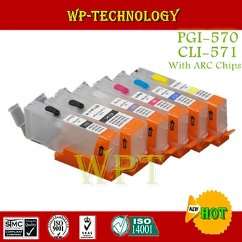 

6PK Empty Refillable cartridge suit for PGI570 CLI571 . suit for Canon MG5750 5751 5752 5753 6850 6851 6852 6853 7750 . With ARC