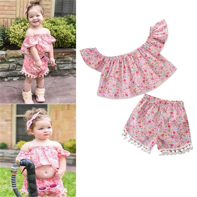 Newborn Infant Floral Print Suit Toddler Girls Summer Clothing Set Baby