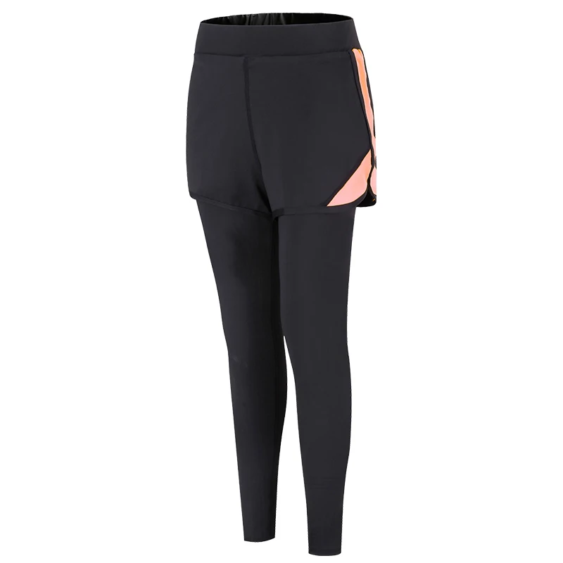 Леггинсы для йоги спортивные шорты поддельные две части брюки для бега высокая эластичность разделенная юбка для бега Бодибилдинг длинные штаны - Цвет: Yoga Leggings 2018