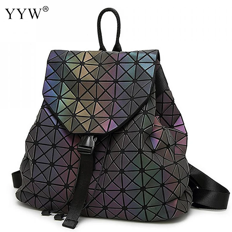 

Autumn Fashion PU Leather Backpack drawstring bag women Argyle black Geometric backpack