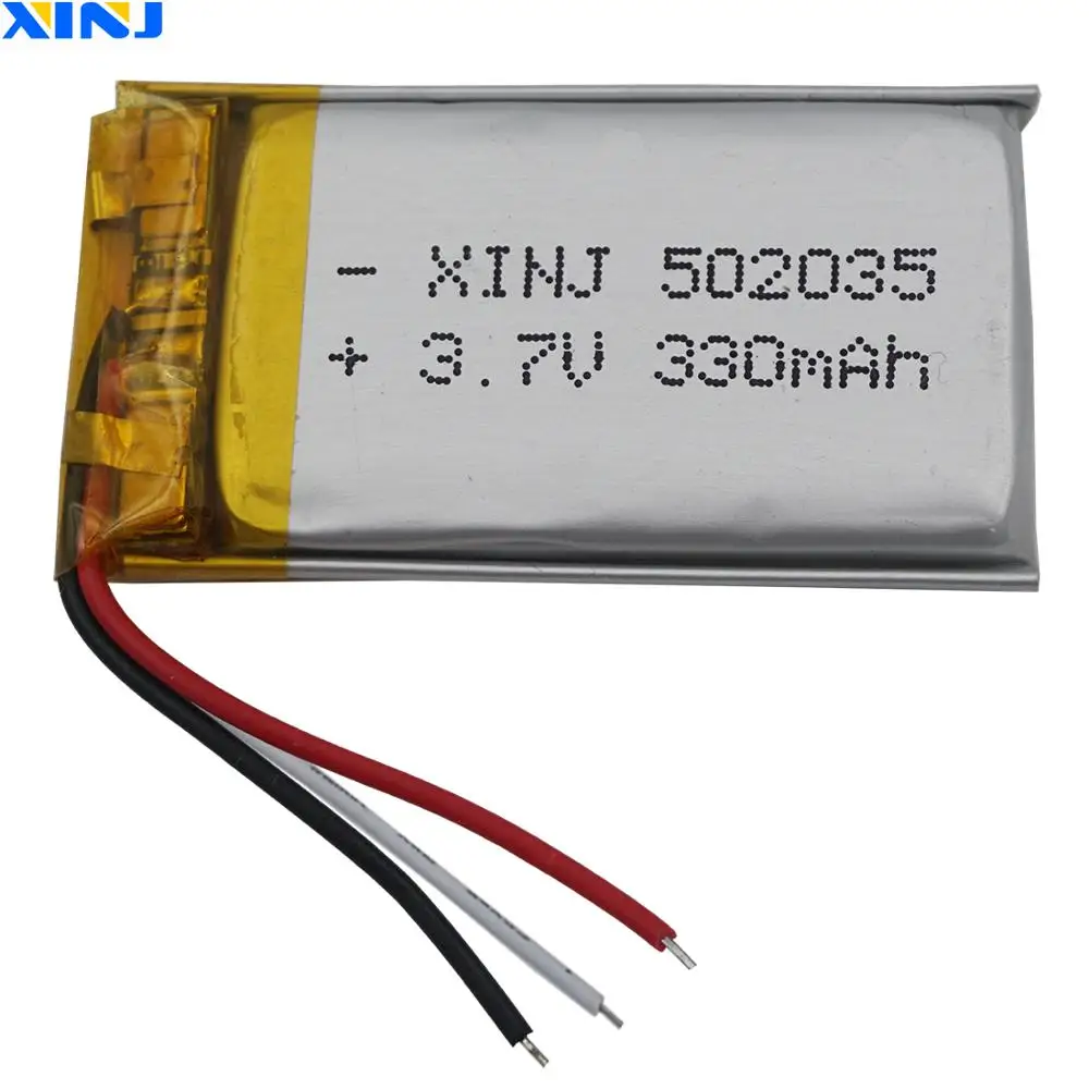 

XINJ 3.7V 330mAh 3wires for thermistor Lithium Polymer Li-Po Battery 502035 For MP3/MP4 Camera E-book Bluetooth device DVC DVR