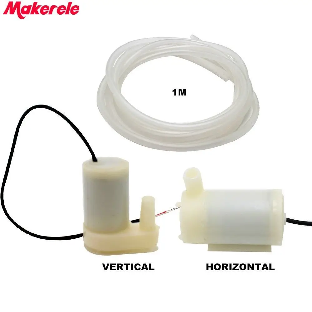 

5PC Mini Micro Submersible Water Pump 100L/H DC 3V Low Noise Brushless Motor Pump horizontal vertical 1m Soft Hose