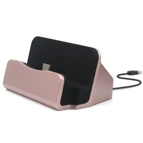 Micro Type C USB Cable Data Stand Holder Phone Charger Dock USB Cradle Charging Base Dock Station For iPhone Android - Цвет: rose gold