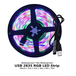 USB Светодиодные ленты свет 50 см 1 м 2 м 3 м 4 м 5 м RGB Светодиодные ленты 2835 ТВ фонового освещения Рождество Decoracion гирляндой