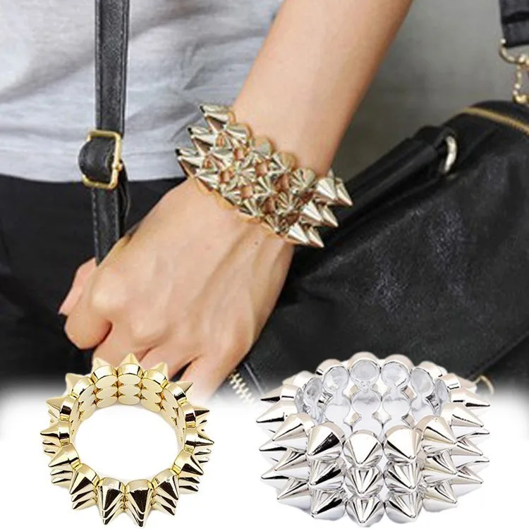 Fashion Unisex Punk Exaggeration Tapered Rivet Ela...