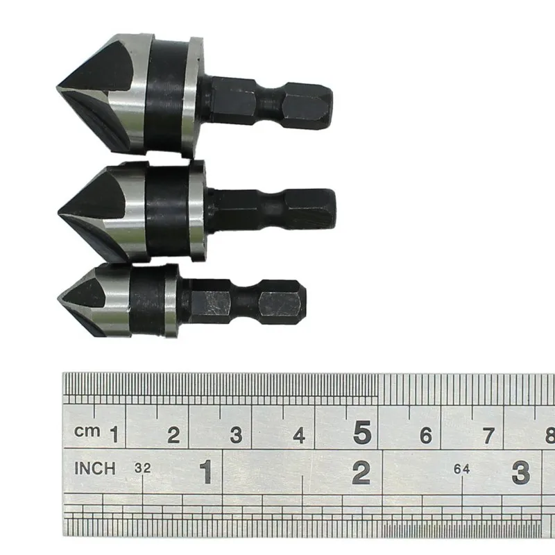 3 шт. 5 флейты зенковки сверла 1/4 дюймов шестигранный хвостовик фаски Резак 90 градусов дерево фаски сверла