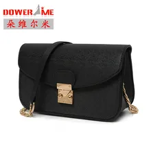Mode mini sac femmes petit rabat en cuir de couleur de sucrerie épaule sac femmes chaîne bandoulière sac Noir occasionnel FemaleShoulder Sac