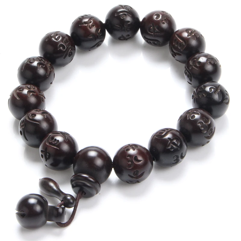 Lightning Wood Buddhism Prayer Beads font b Bracelets b font Om Mani Padme Hum Mantra font