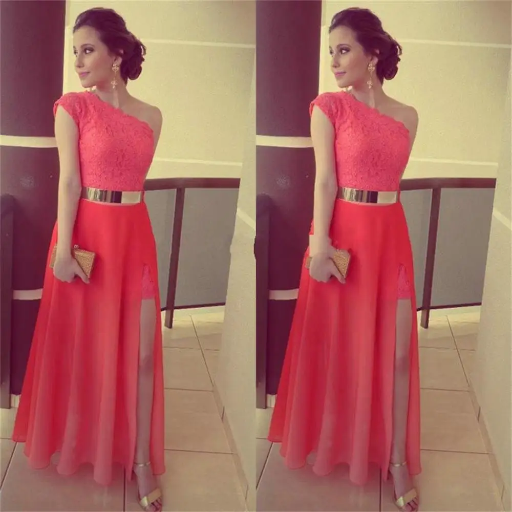 coral color evening gowns