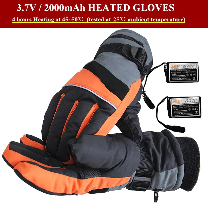Luvas de Esqui Equitação da Motocicleta Luvas de Bicicleta v ao ar Livre Esportes Diversão Elétrico Aquecido Corta-vento Impermeável Ciclismo Inverno Quente 3.7