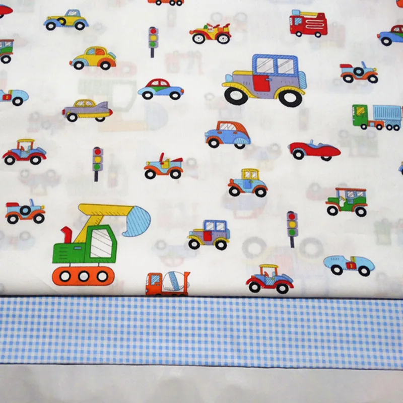 

half meter car print fabric cartoon cotton fabric baby cloth sewing bedding kids pillow case diy craft quilt tissue tecido A872