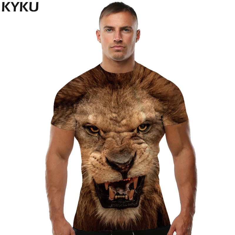 

KYKU Fashion 3d T-shirt Animal shirt Lion T Shirt Men Funny T Shirts Mens Clothing Tiger Tshirt Top tee 2018