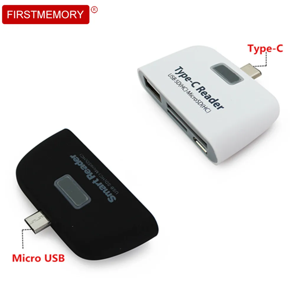 4-в-1 концентратор USB Type C Micro USB OTG разветвитель мульти Функция концентраторы USB-C USB 2,0 Порты и разъёмы SD/TF Card Reader слот для ПК смарт-телефон