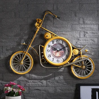 

Meijswxj Large Wall Clock Saat Reloj Creative Motorcycle Wall Clock Living room retro iron bicycle digital clocks 71x57x4.5cm