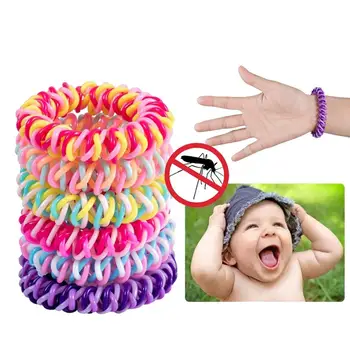 

12 Pack EVA Colored Mosquito Repellent Bracelets Wristbands Mosquito Children's Repellent Telephone Line Wristband