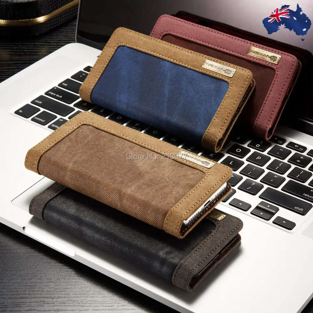 

CASEME for iPhone 6 6s& 6 Plus Jeans Canvas Leather Wallet Case Card Flip Cover