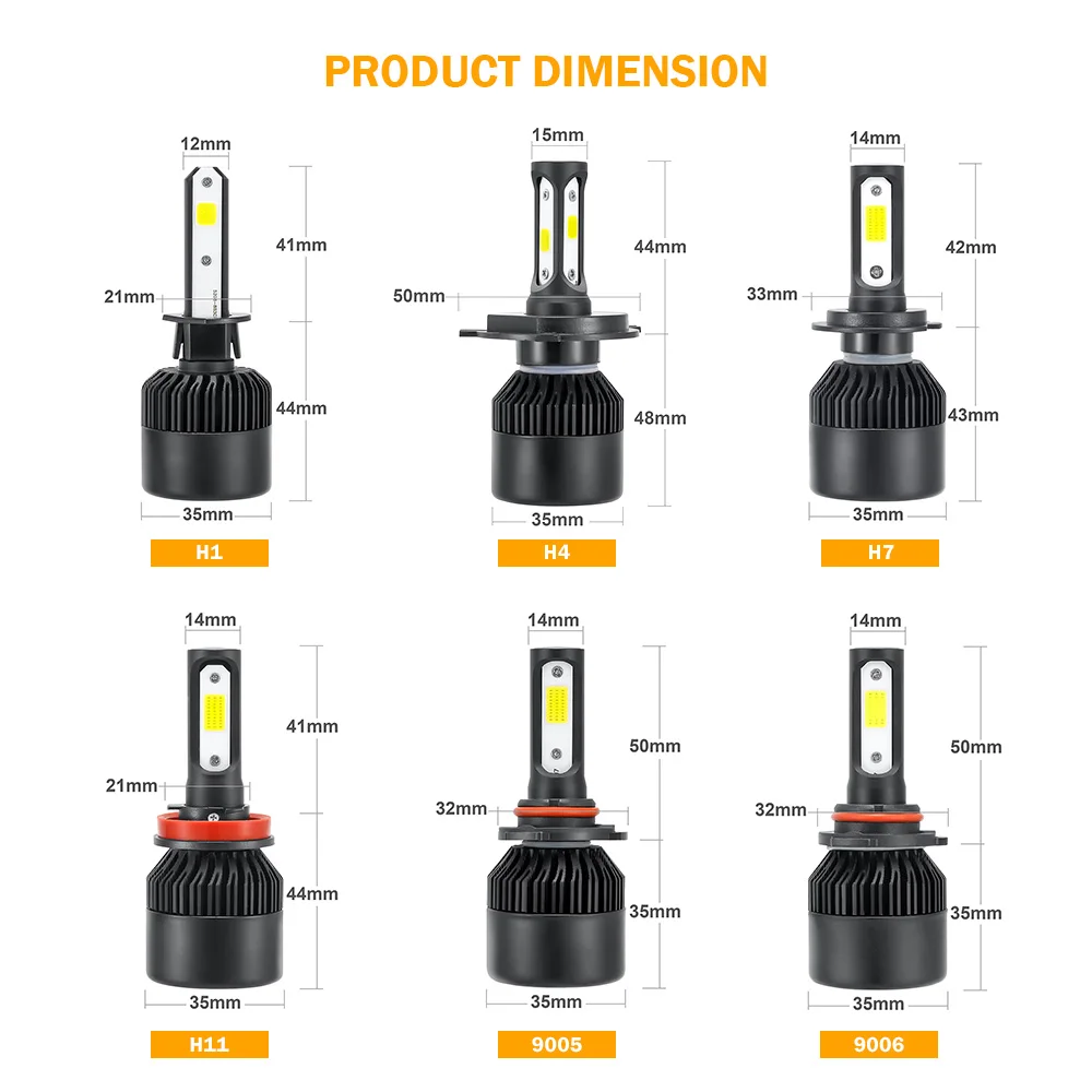 H7 H4 светодиодный лампы автомобиля Headl светильник H4 H1 H11 9005 9006 80 Вт COB chip 12V 24V авто фары лампы 8000LM 6000 К автомобилей туман светильник