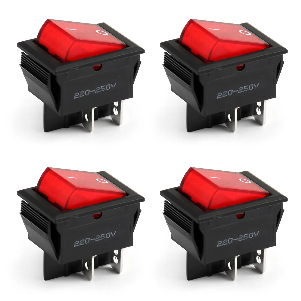 

Areyourshop R13-69B Boat Rocker Switch 4Pin 2 Position DPST ON-OFF 10A/16A Red 4PCS Rock