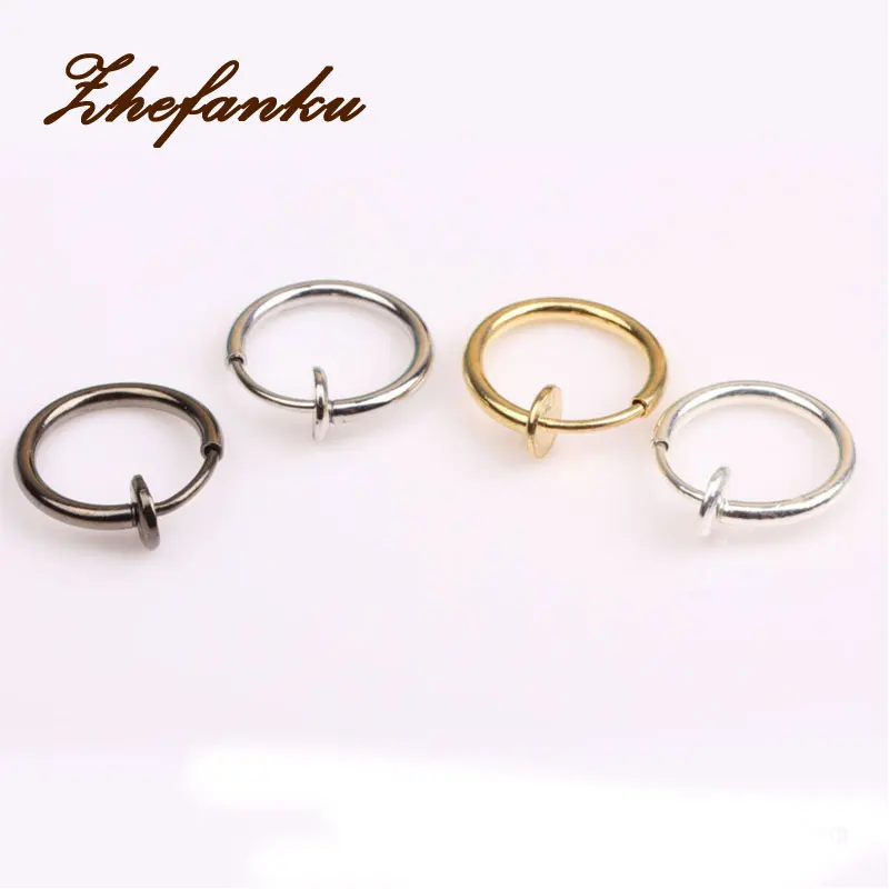 

1Pcs 13mm Fashion Punk Clip On Fake Piercing Nose Lip Hoop Rings Earrings 4 Colors Drop Shipping