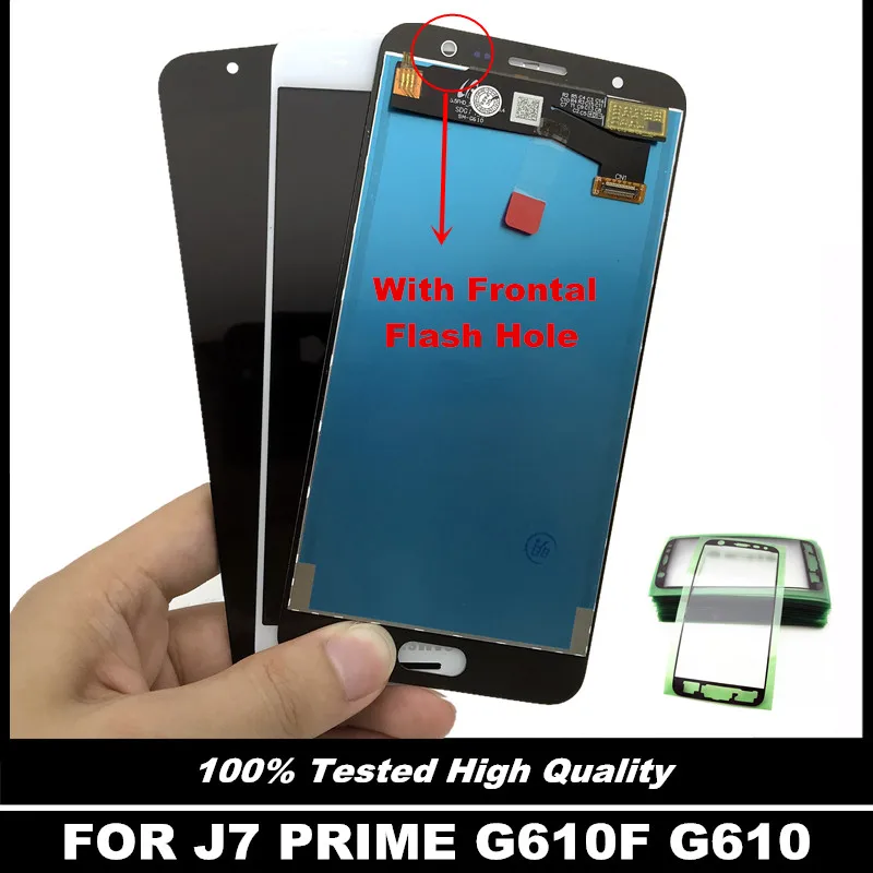 

For Samsung Galaxy J7 Prime G610 G610F On7 2016 G6100 LCD Tested Display Touch Screen Digitizer with Front Frontal Flash Hole