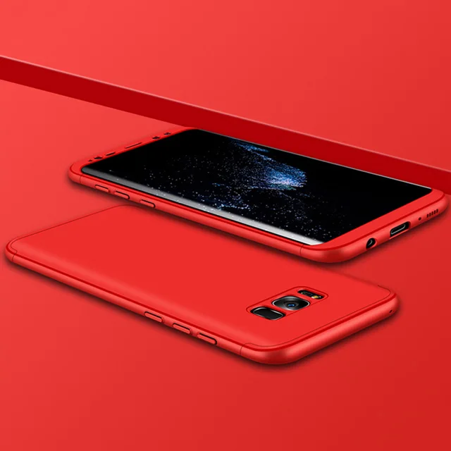 Противоударный 360 полный защитный чехол для samsung Galaxy S9 S8 Plus S6 S7 Edge Note 9 8 чехол для samsung A5 A7 A3 чехол - Цвет: red