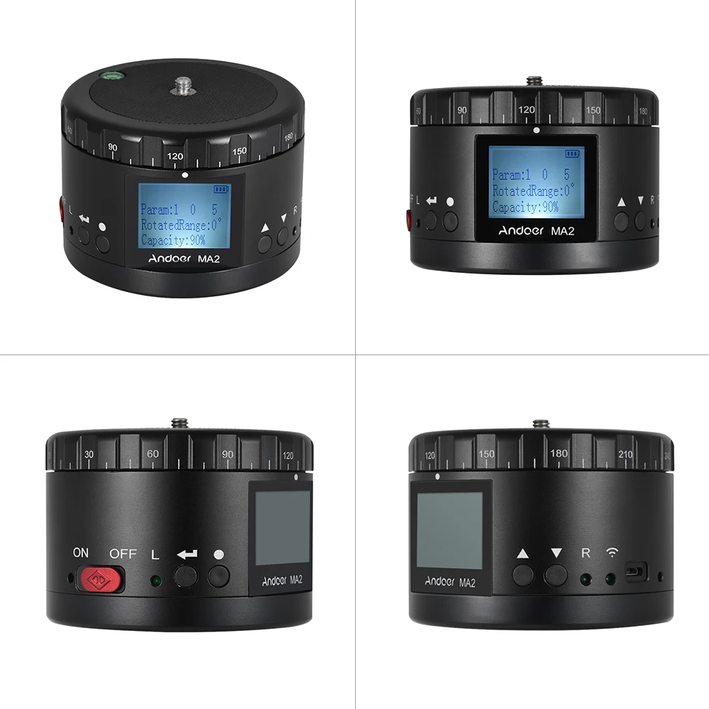 Andoer MA2 электрическая панорамная шаровая Головка штатива моторизованная с ЖК-экраном для GoPro Canon Nikon sony DSLR камеры для смартфона
