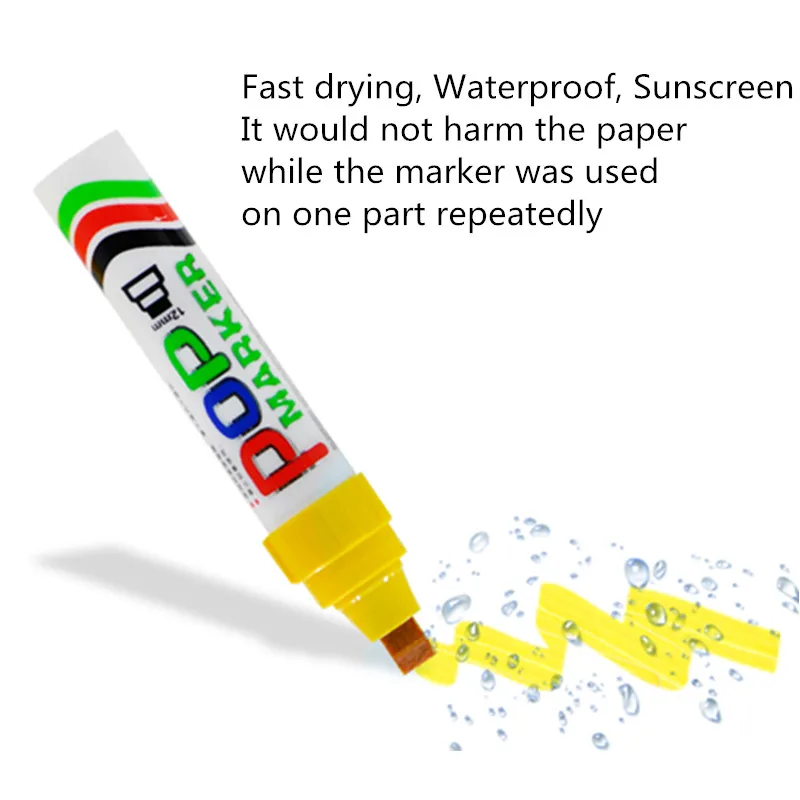 Sipa 12 Цвет поп 5 мм фломастеров, подчеркивая ручки для письма, рисунок, реклама, плакат Дизайн, продвижение, праздник
