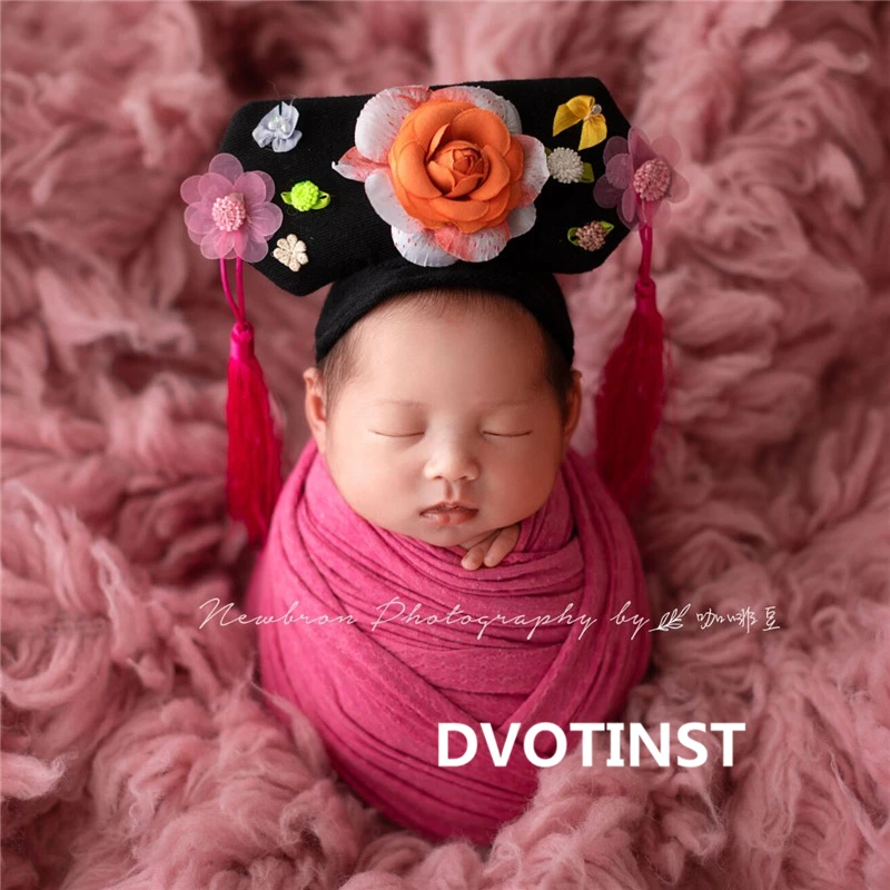 Dvotinst новорожденный реквизит для фотосъемки детская китайская старинная шляпа+ обертывания+ шарф комплект из 3 предметов Fotografia аксессуары для студийной фотосессии