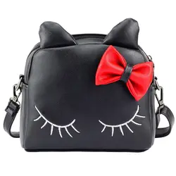 Милый кошелек для маленьких девочек с кошкой для маленьких детей, мини-сумка на плечо, рюкзак с бантами