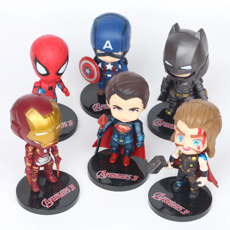 

6pcs/set DC Justice League & Marvel Avengers Super Hero Characters 10cm Model Vinyl Figure Doll Toys for Children Colleaction