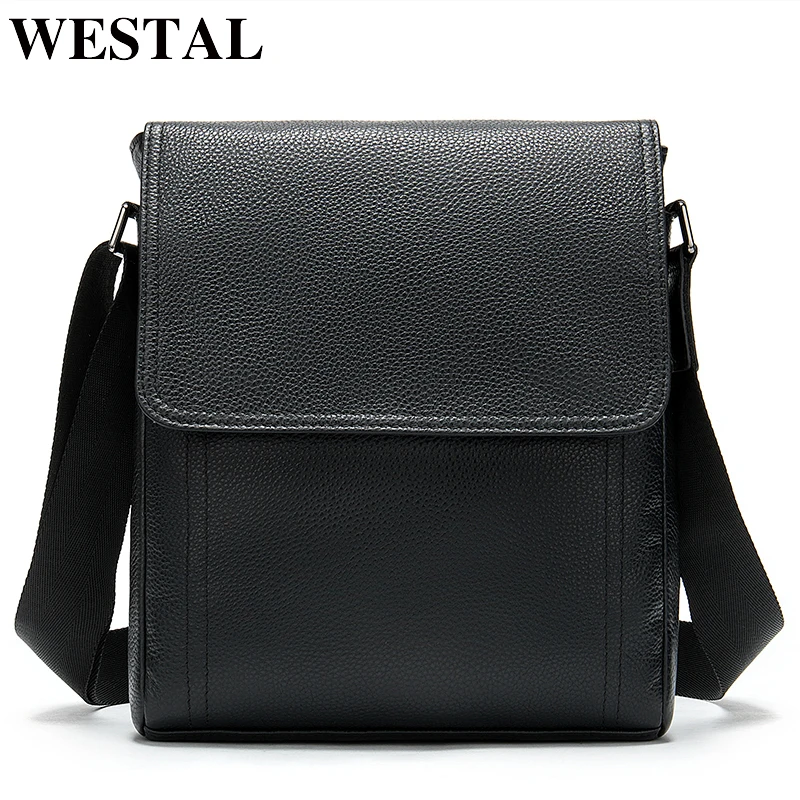 US $36.65 Westal Leather Mens Shoulder Bag For Men Messenger Bag Men Crossbody Handbag Small Flap Zipper Designer Mens Bags 8041