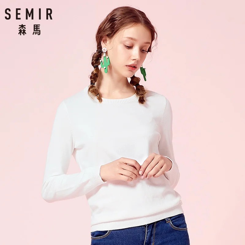 SEMIR 2018 Cashmere Knitted Sweater Women Pullovers Turtleneck Autumn Winter Basic Women Sweaters Korean Style Slim Fit Black
