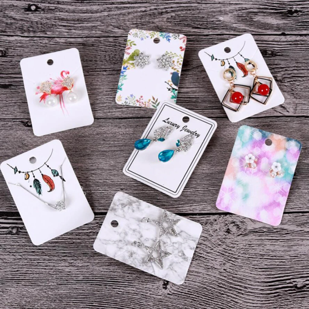 

100 Pieces Colorful Earring Packing Cards Set with Hanging Holder Tags