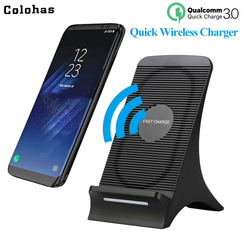 

Colohas QC 3.0 Qi Wireless Quick Charger for iPhone X 8 Fast Wireless Charge with Cooling Fan for Samsung S7 S8 Plus Note8 Nokia