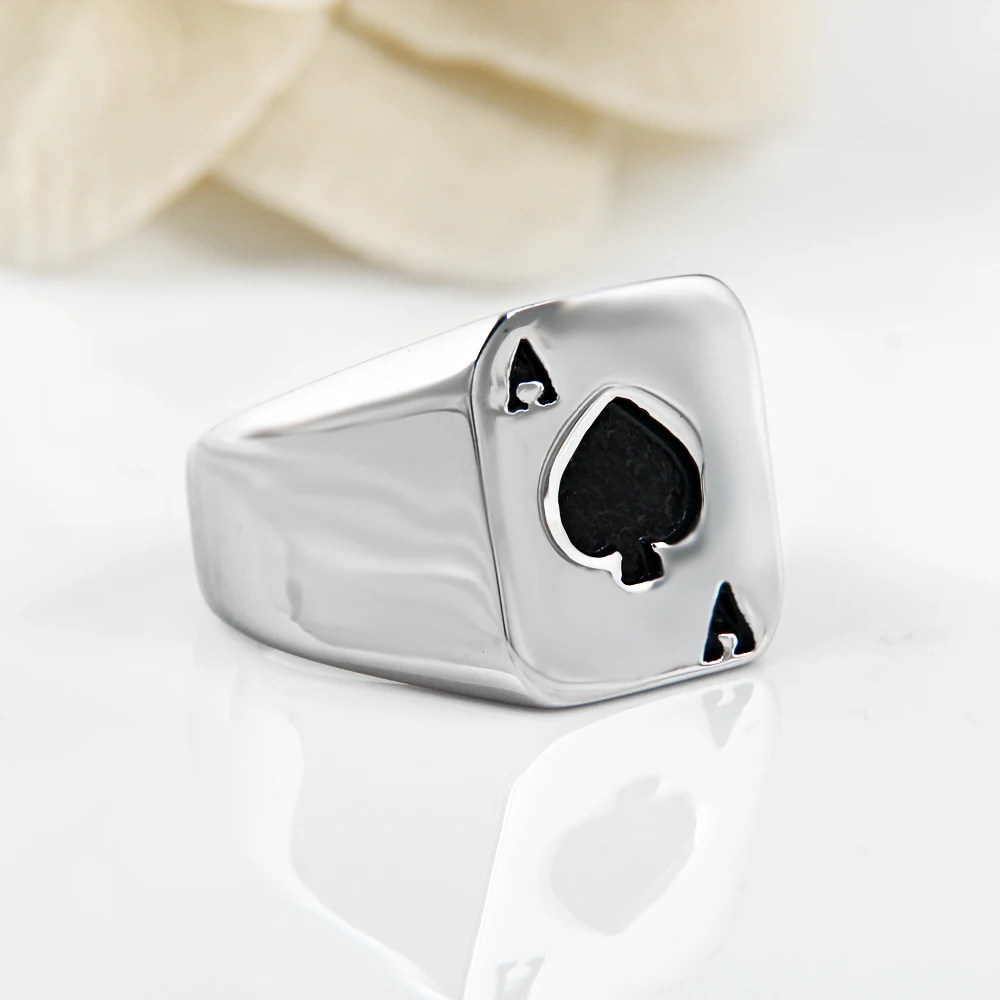 RN2813 New Fashion Jewelry Ace of Spades Poker Ring Trend Playing Cards