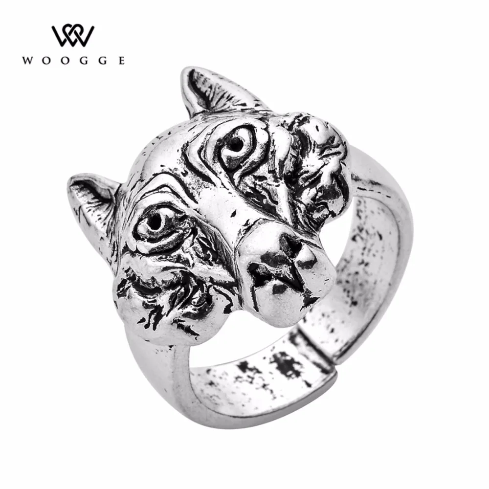 

2018 Fashion Jewelry Norse Viking Adjustable Wolf Head Ring Anneau De Vikingo Vintage Animal Stainless Steel Rings For Women Men
