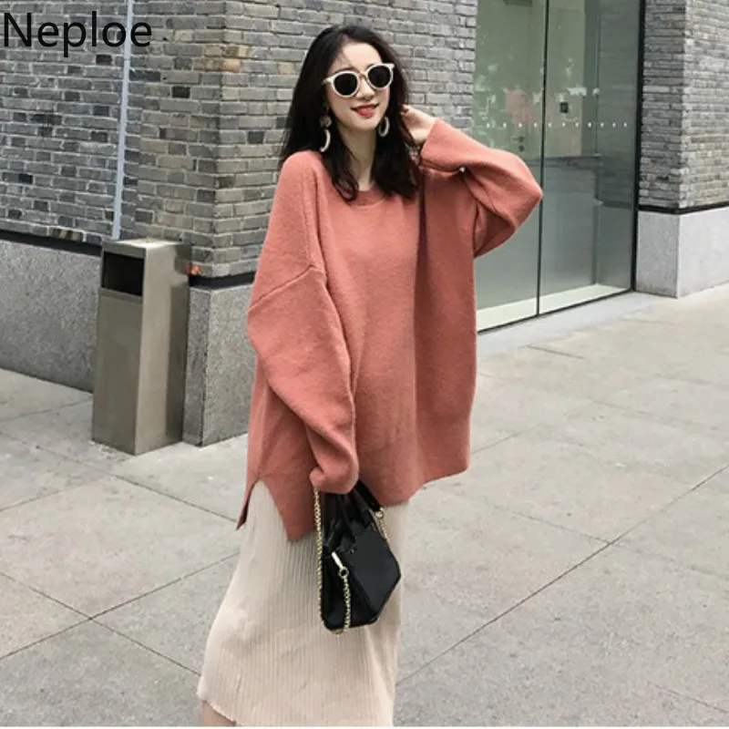 

Neploe Korean Crazy Style Loose O Neck Pullovers Hiver Thick Cutton Knitted Sweaters Pull Femme Truien Dames New 45582