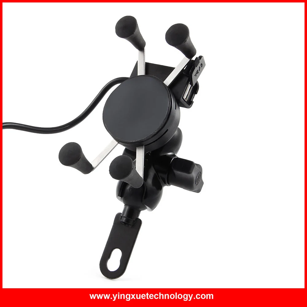

Universal Motorcycle Scooter Phone GPS Mirror Rear View Mount Phone Holder Stand USB Charger for 3.5 to 6.5 inch Smart Phones
