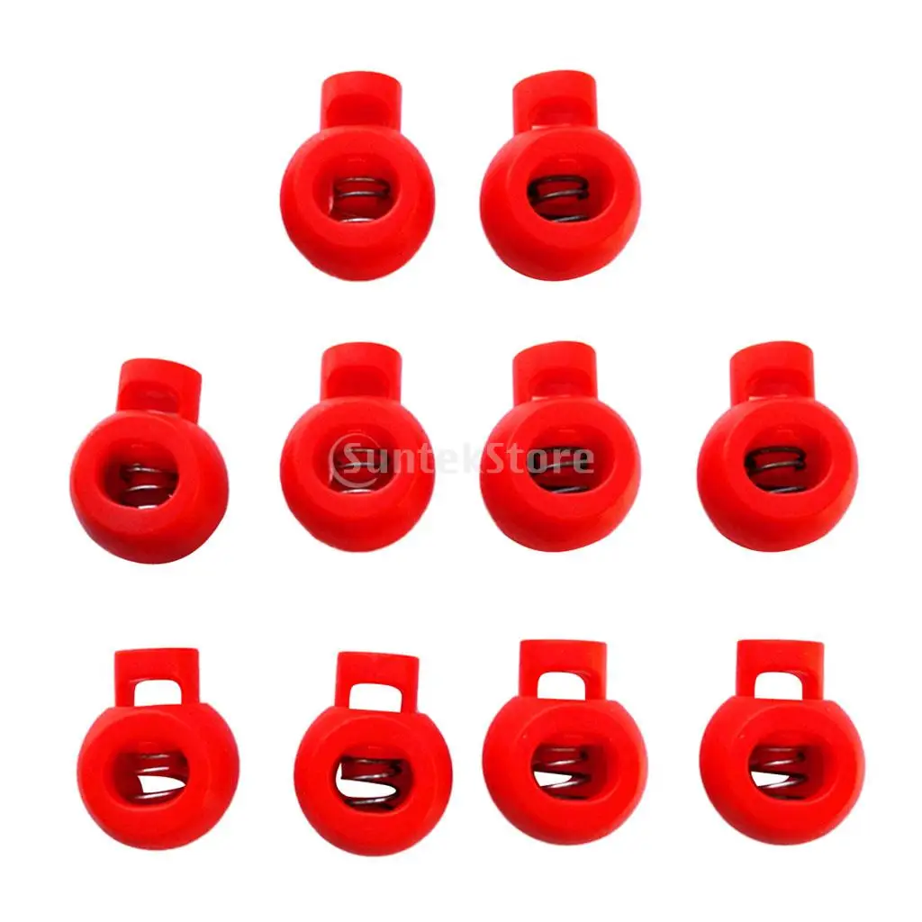 10 Pieces Durable Plastic Shock Cord Bungee Rope Toggle Fastener Terminal End Lock Stoppers Spring Ball Buckles