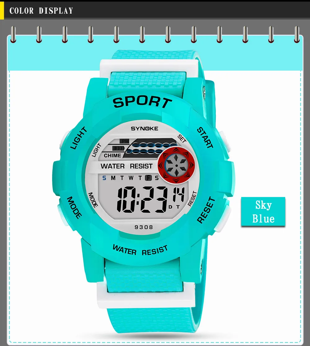 SYNOKE модные роскошные для мальчиков Студенческие часы водостойкие спортивные дети часы светодиод Цифровой Дата ручные часы Reloj infantil