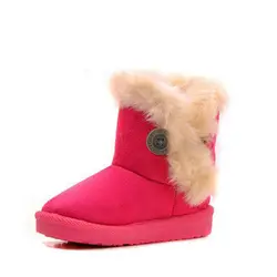 Популярные зимние детские ботинки Bailey/теплая плюшевая обувь на пуговицах; противоскользящие ботинки для мальчиков и девочек; Новые