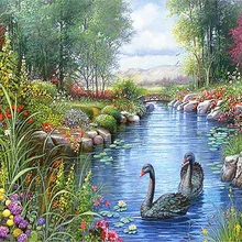 Картина с бриллиантами на заказ Лебединое озеро полный квадратный алмаз в альбомной ориентации значок вышивки eigen foto Рождественский Декор лайтпад Роза