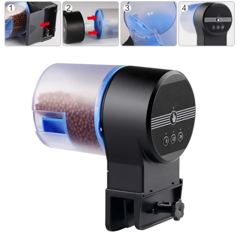 

Automatic Fish Feeder Fish Tank Aquarium Fish Food Automatic Timer 8/12/24hour Feeding Dispenser Adjustable Auto Feeder