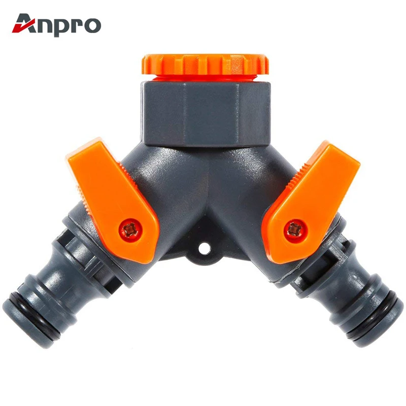 

Anpro Dual Tap Connector Adaptor with Individual On/Off Valves Hose Y Connector Independent Water Control Valves