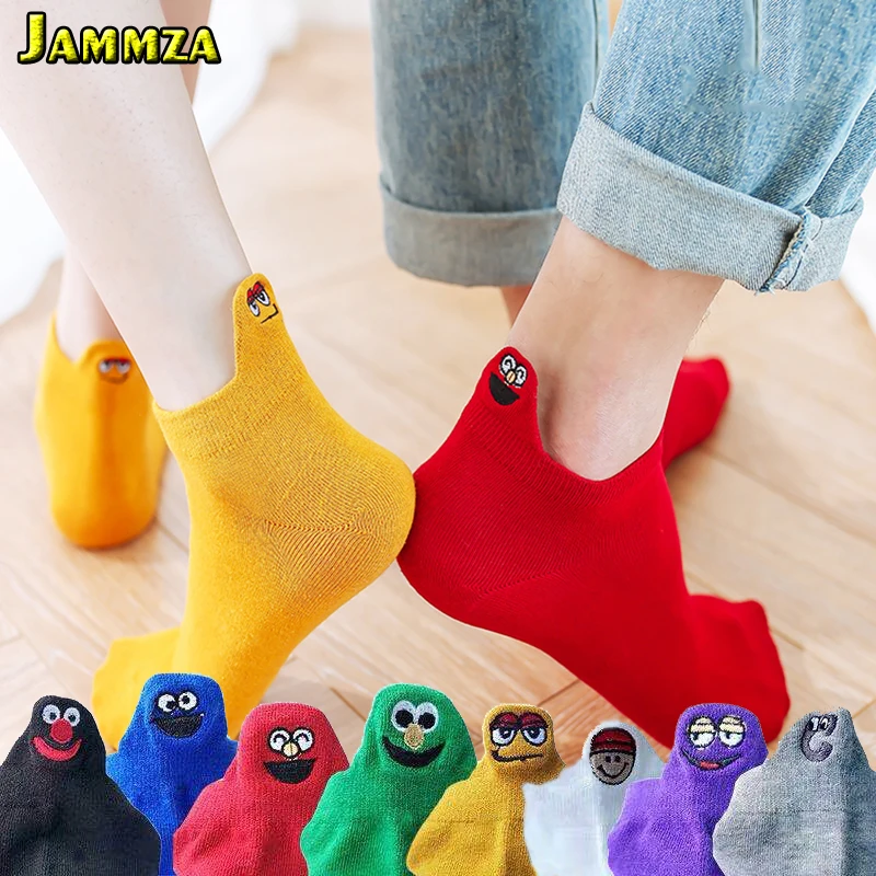 

New Women Cotton Fashion Cartoon Socks Japan Kawaii Expression Embroidery Ankle Socks Girl Harajuku Funny Summer Sweat Invisible