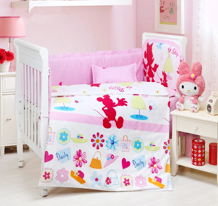 

Promotion! 9PCS Full Set Baby bedding set Safe Environmental Protection Material,Bedding Set Baby Bed,4bumper/sheet/pillow/duvet