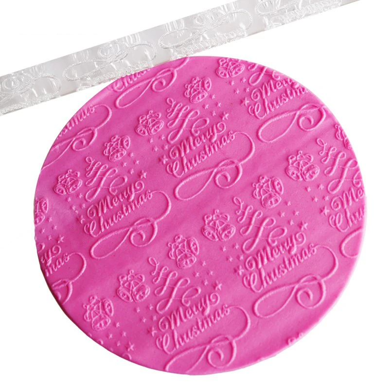 Merry Christmas Acrylic Embossing Fondant Rolling Pin Cake Pastry